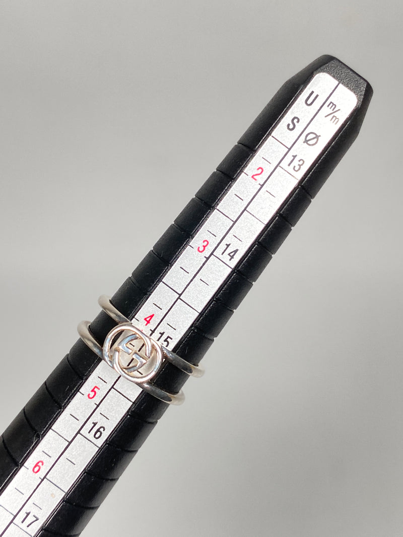 GUCCI - INTERLOCKING GG THIN OPEN RING IN SILVER 925 - SZ 8
