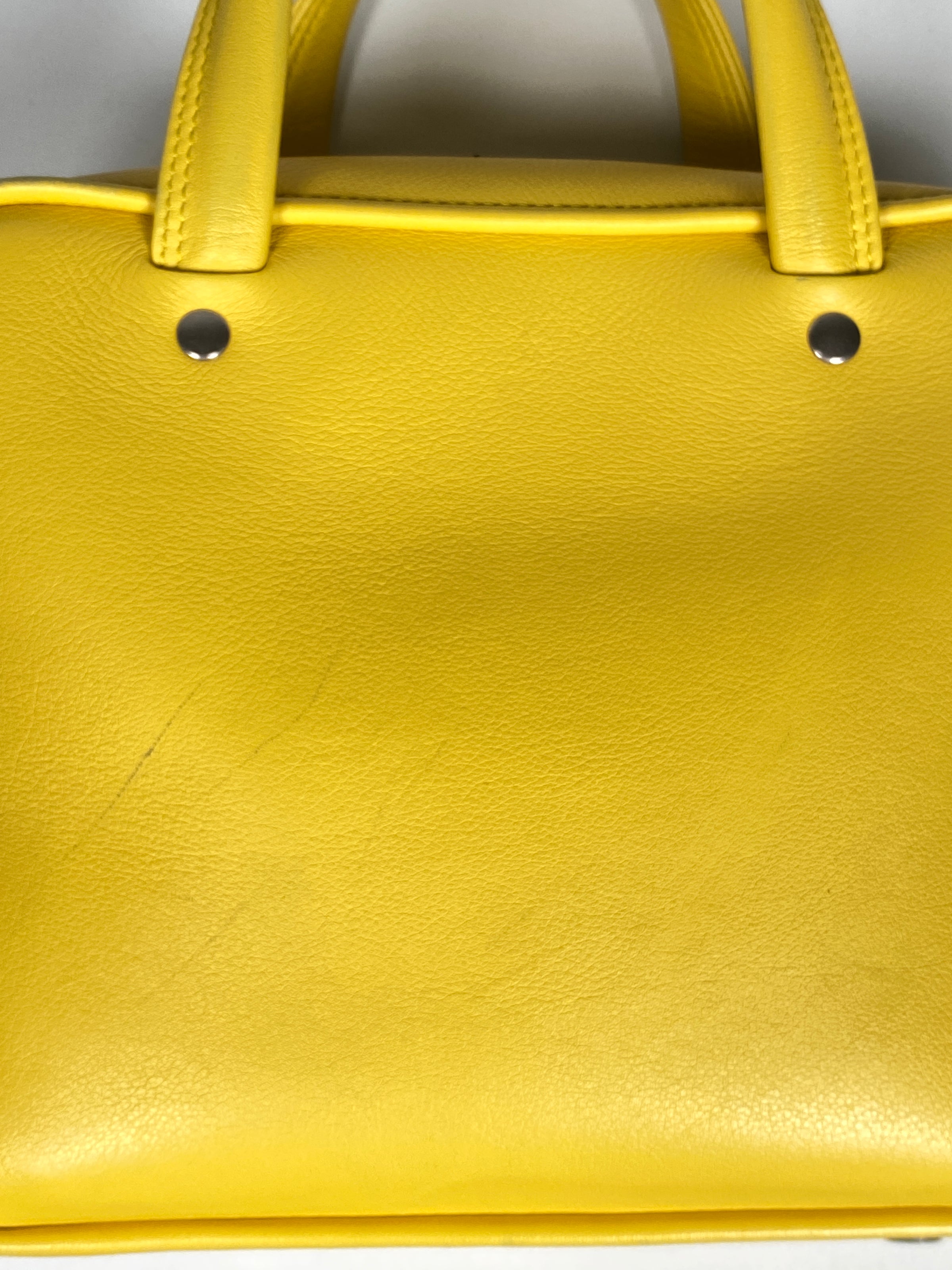 BALENCIAGA TRIANGLE SQUARE XS BAG IN YELLOW RE.LUXE AU