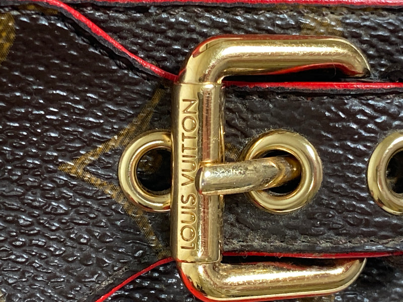 LOUIS VUITTON - BOM DIA MULES MONOGRAM & RED - SZ 38