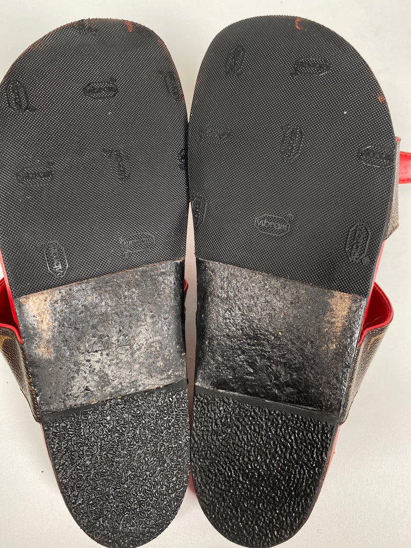 LOUIS VUITTON - BOM DIA MULES MONOGRAM & RED - SZ 38