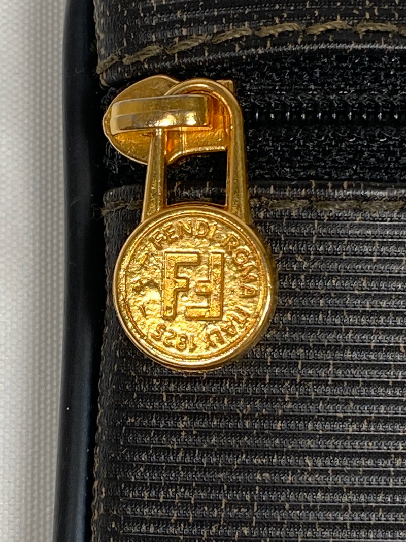 FENDI - BLACK PEQUIN CANVAS COIN PURSE