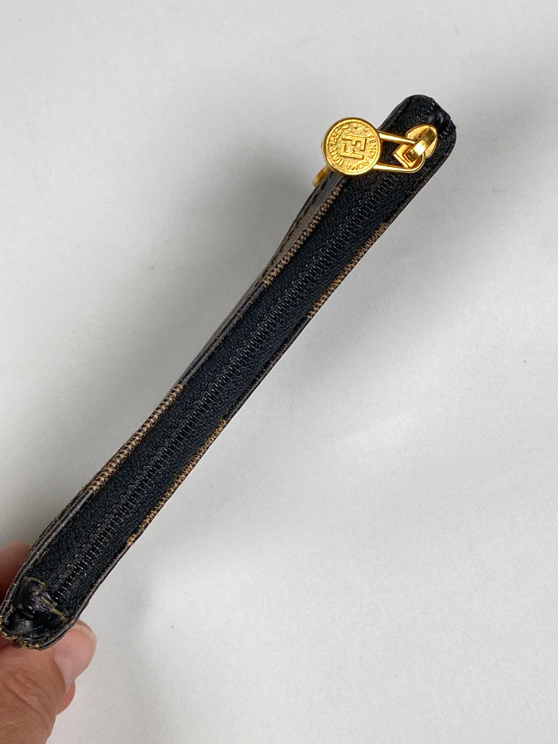 FENDI - BLACK PEQUIN CANVAS COIN PURSE