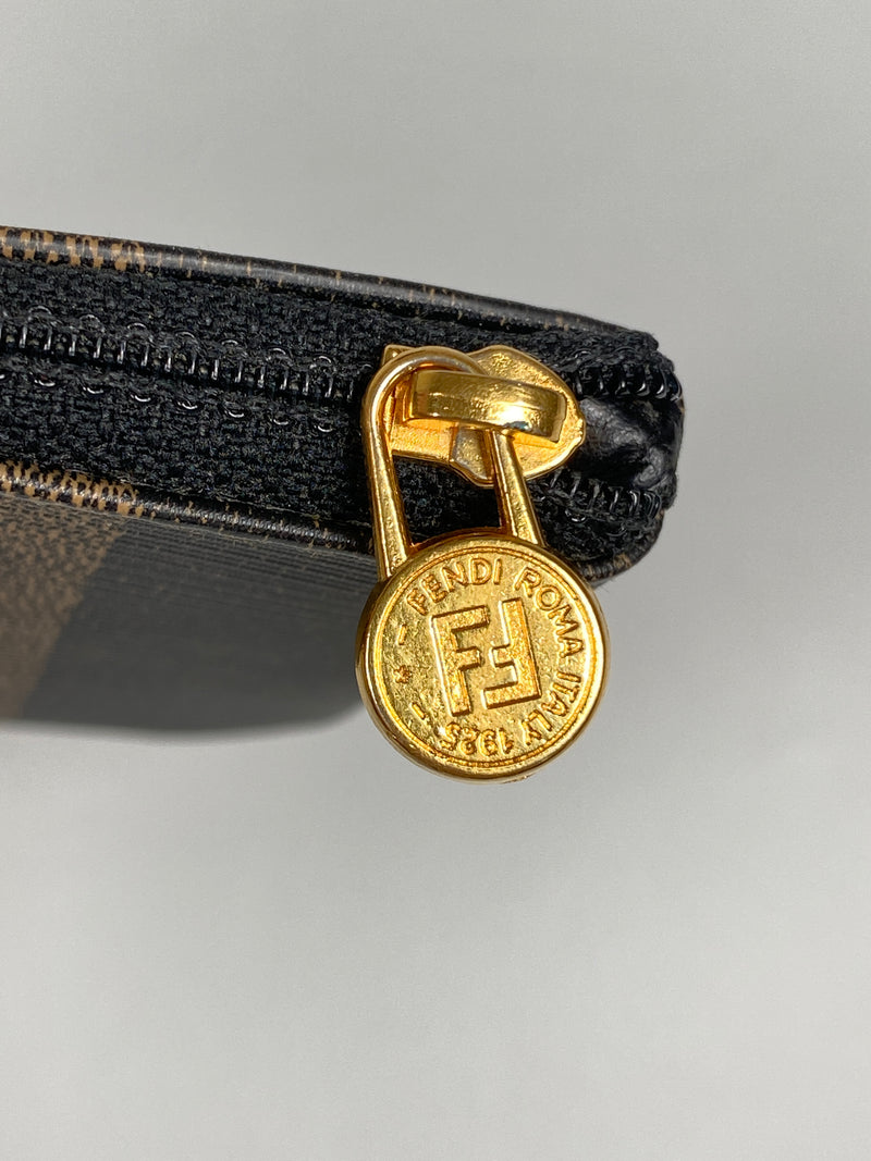 FENDI - BLACK PEQUIN CANVAS COIN PURSE