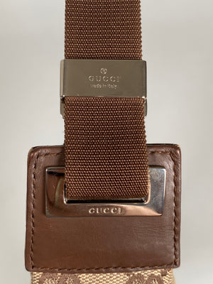 GUCCI - BEIGE GG CANVAS AND LEATHER HANDBAG