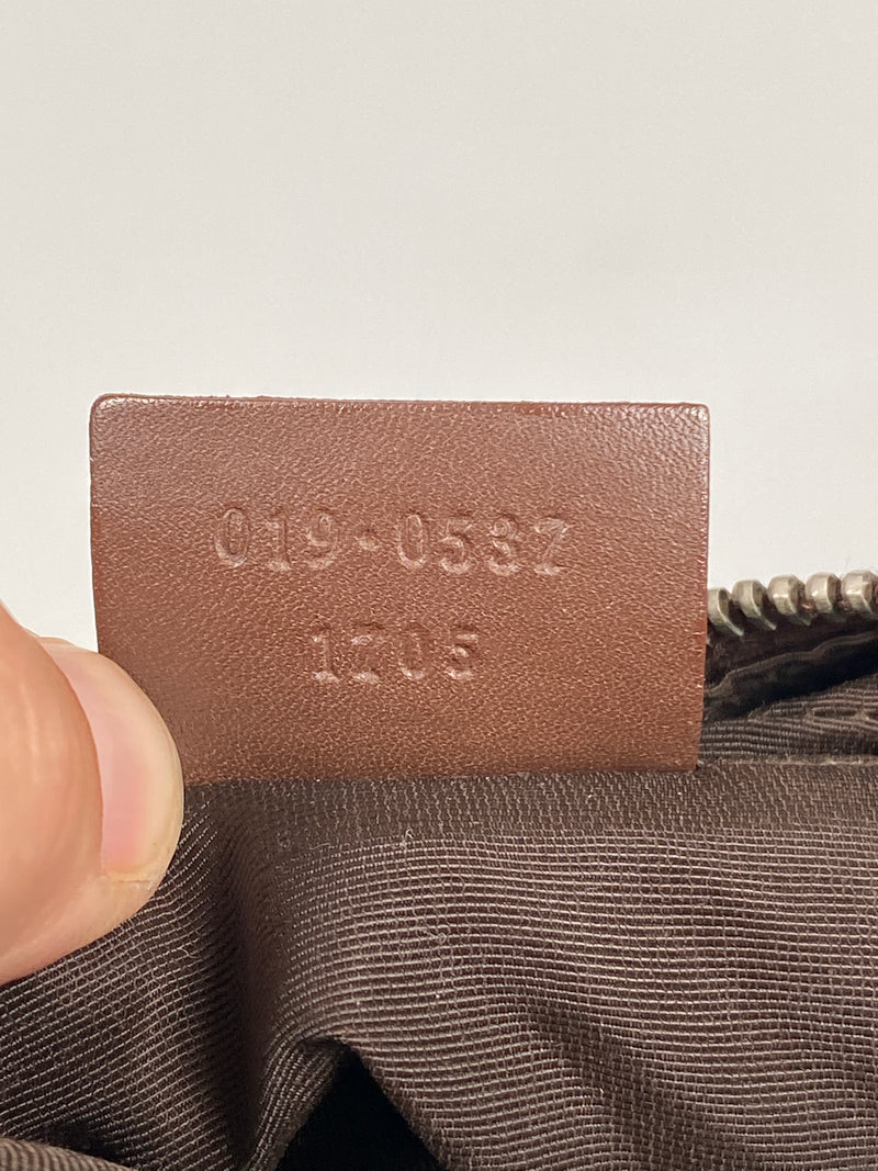 GUCCI - BEIGE GG CANVAS AND LEATHER HANDBAG