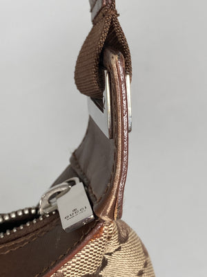 GUCCI - BEIGE GG CANVAS AND LEATHER HANDBAG