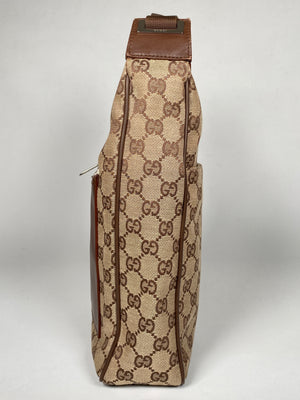 GUCCI - BEIGE GG CANVAS AND LEATHER HANDBAG