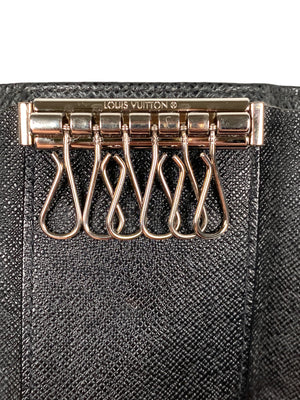 LOUIS VUITTON - BLACK TAIGA LEATHER MULTICLES 6 KEY HOLDER