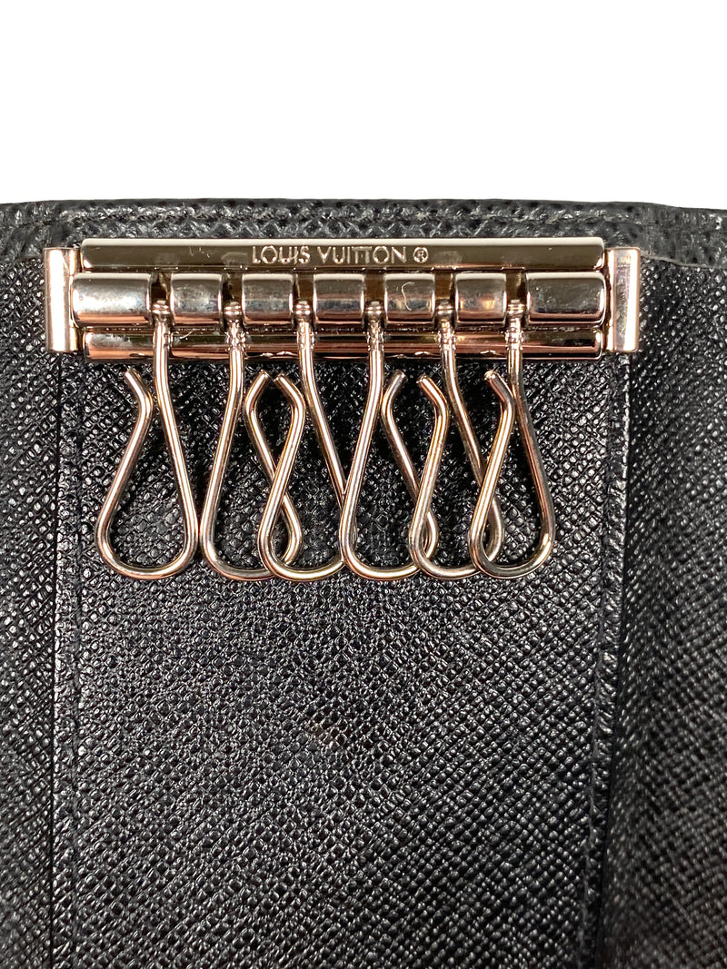 LOUIS VUITTON - BLACK TAIGA LEATHER MULTICLES 6 KEY HOLDER