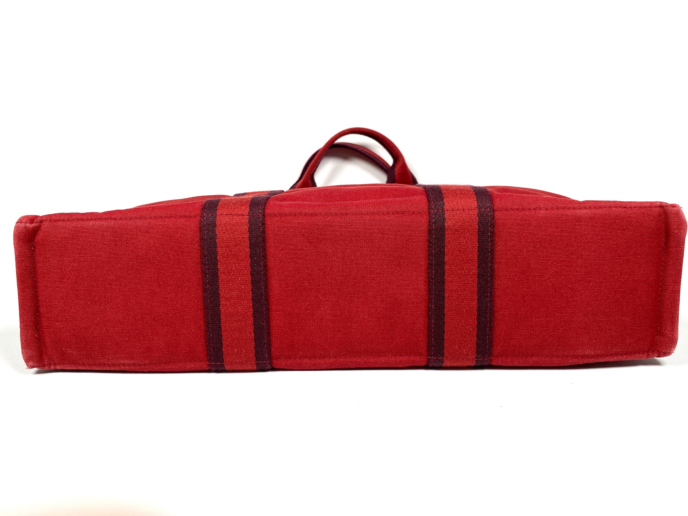 Hermes Paris Vintage Red Canvas Cotton Fourre Tout MM Bag Tote