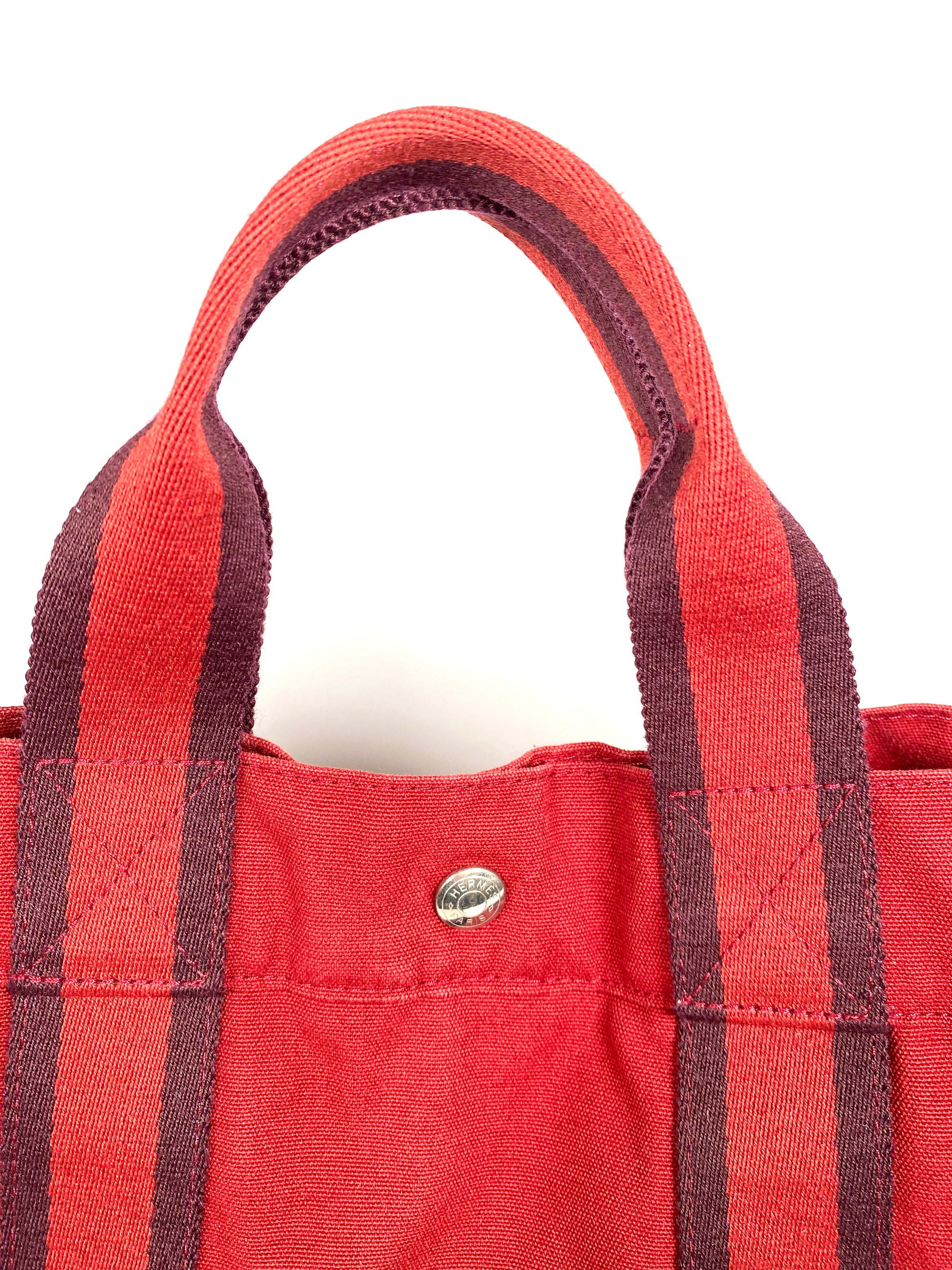 Hermès Herline Red Toile Fourre Tout PM size Bag