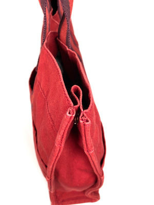 HERMES - FOURRE TOUT MM RED COTTON CANVAS TOTE