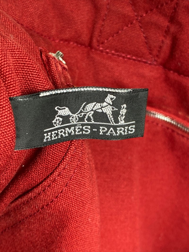 HERMES - FOURRE TOUT MM RED COTTON CANVAS TOTE