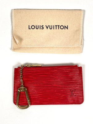 Louis Vuitton Red Epi Leather Key Pouch Coin Purse Pochette Cles 861011