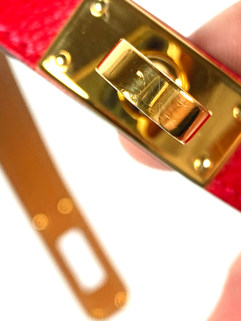 HERMES - KELLY DOUBLE TOUR BRACELET EPSOM ROUGE CASAQUE - SZ S