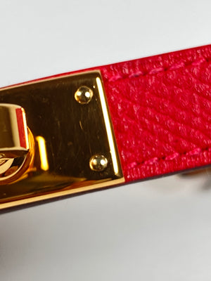 HERMES - KELLY DOUBLE TOUR BRACELET EPSOM ROUGE CASAQUE - SZ S