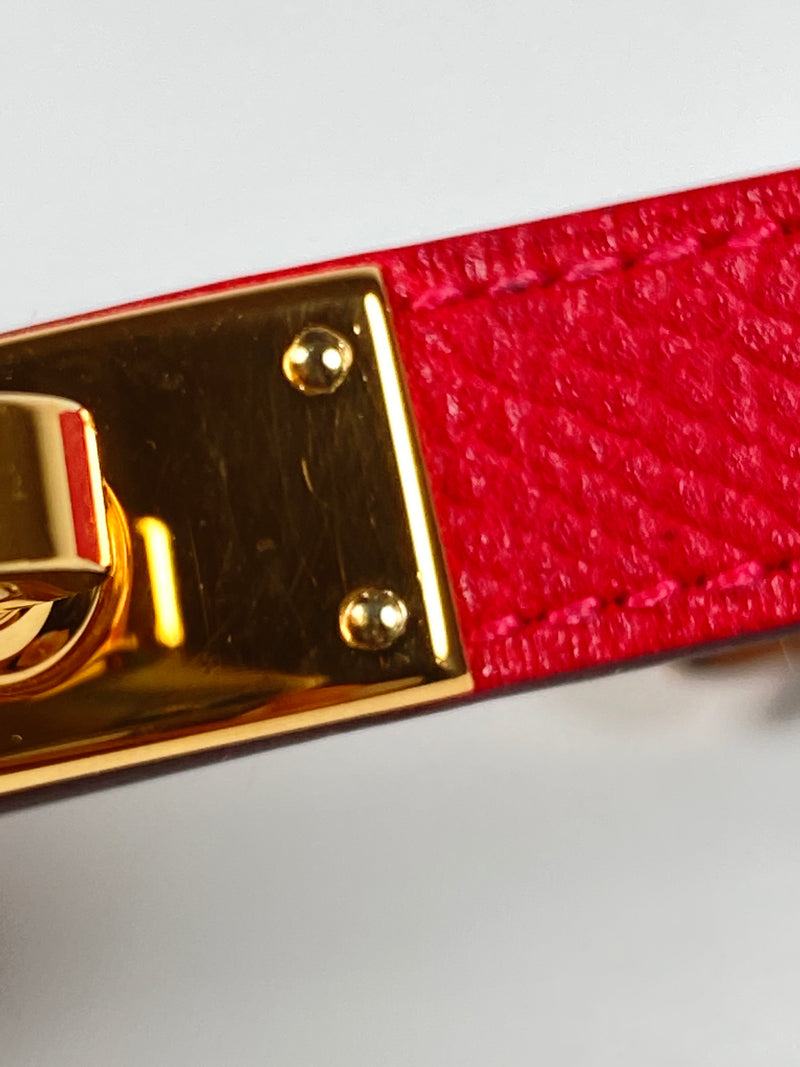 HERMES - KELLY DOUBLE TOUR BRACELET EPSOM ROUGE CASAQUE - SZ S