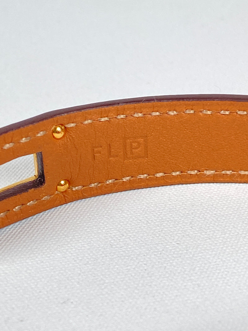 HERMES - KELLY DOUBLE TOUR BRACELET EPSOM ROUGE CASAQUE - SZ S