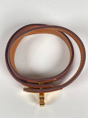 HERMES - KELLY DOUBLE TOUR BRACELET EPSOM ROUGE CASAQUE - SZ S