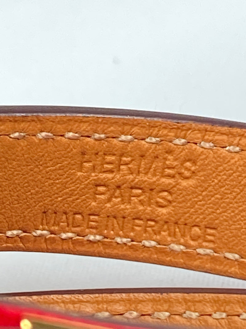 HERMES - KELLY DOUBLE TOUR BRACELET EPSOM ROUGE CASAQUE - SZ S