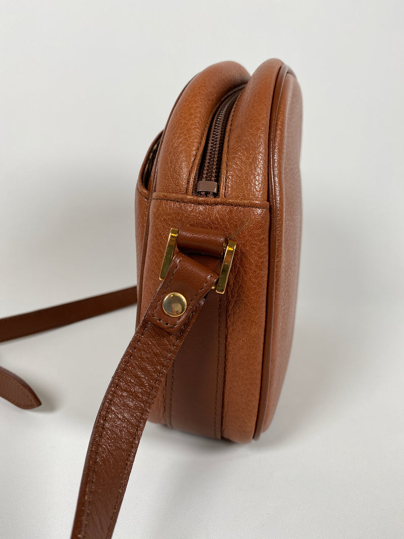 BURBERRY - TAN PEBBLED LEATHER CROSS BODY BAG - VINTAGE