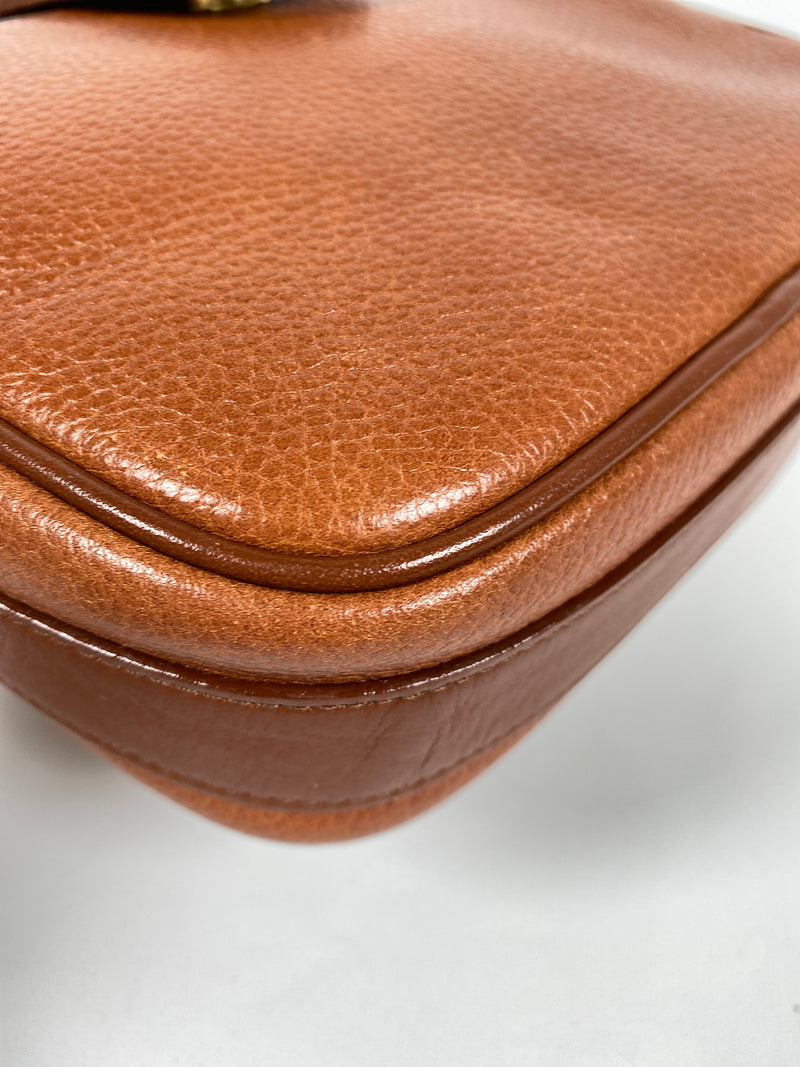 BURBERRY - TAN PEBBLED LEATHER CROSS BODY BAG - VINTAGE