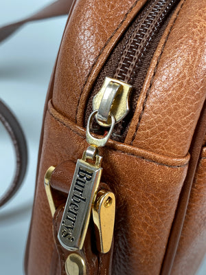 BURBERRY - TAN PEBBLED LEATHER CROSS BODY BAG - VINTAGE