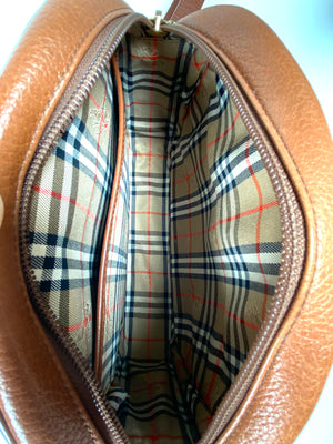 BURBERRY - TAN PEBBLED LEATHER CROSS BODY BAG - VINTAGE