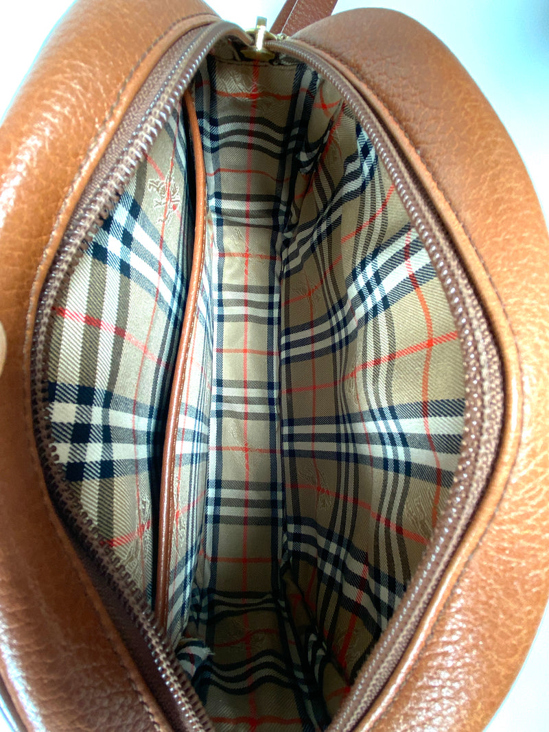BURBERRY - TAN PEBBLED LEATHER CROSS BODY BAG - VINTAGE