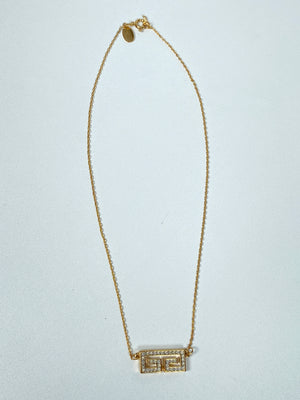 GIVENCHY - GG LOGO GOLD AND RHINESTONE NECKLACE - VINTAGE