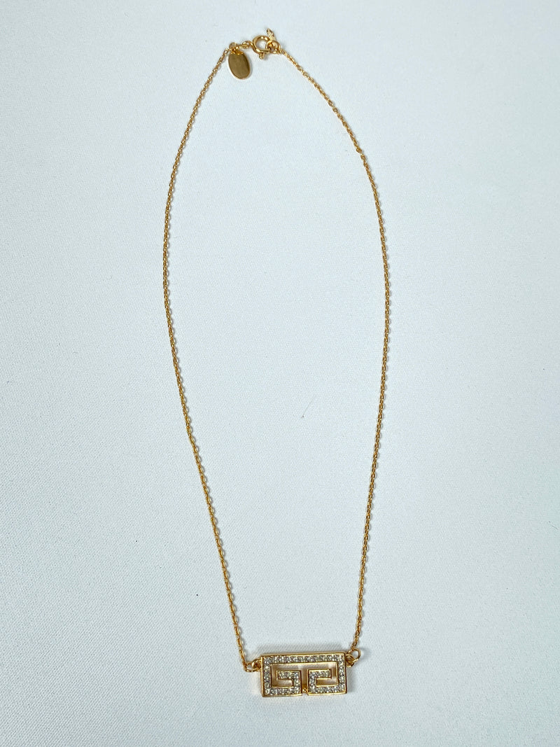 GIVENCHY - GG LOGO GOLD AND RHINESTONE NECKLACE - VINTAGE