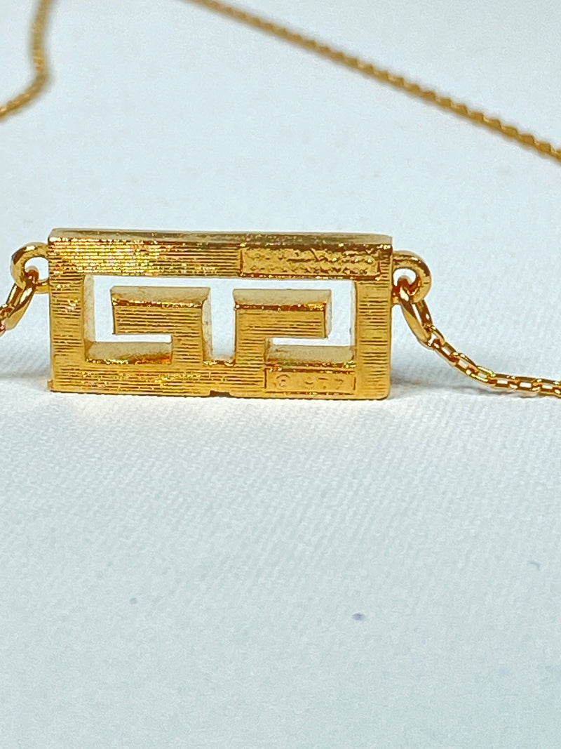 GIVENCHY - GG LOGO GOLD AND RHINESTONE NECKLACE - VINTAGE