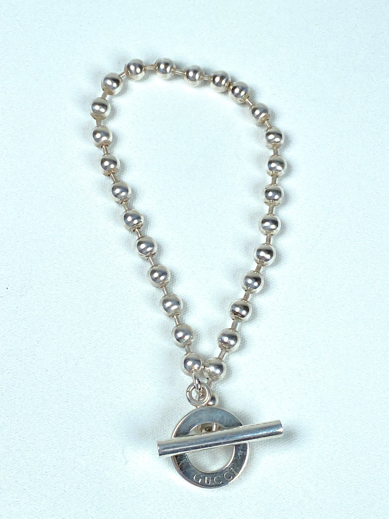 GUCCI - BOULE BALL CHAIN CHARM BRACELET SZ 21 STERLING SILVER 925