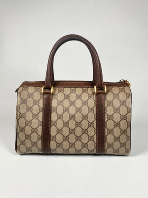 Gucci Vintage Boston Sherry Line Monogram Canvas Small Satchel Bag