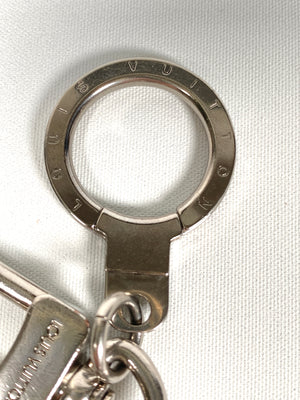 LOUIS VUITTON - DAMIER SILVER METAL LUGGAGE TAG KEY RING