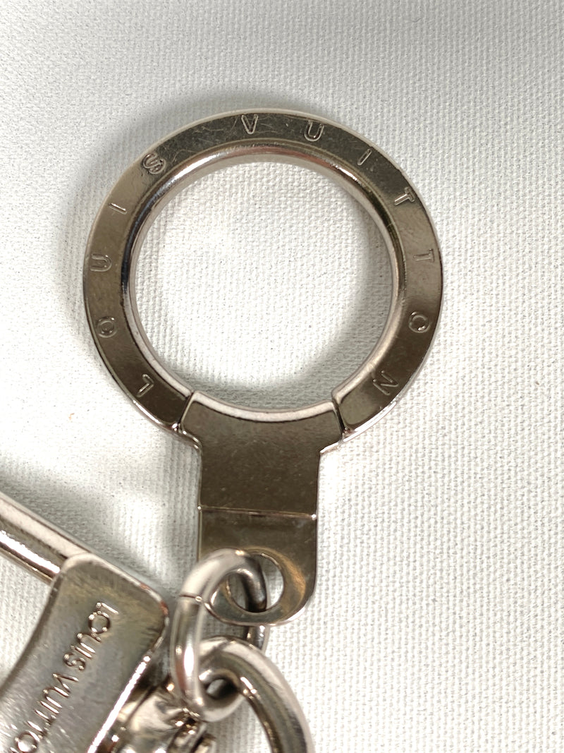 LOUIS VUITTON - DAMIER SILVER METAL LUGGAGE TAG KEY RING
