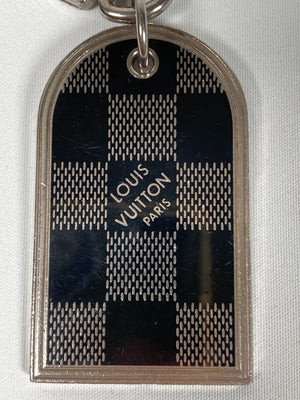 LOUIS VUITTON - DAMIER SILVER METAL LUGGAGE TAG KEY RING