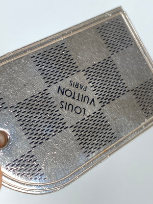 LOUIS VUITTON - DAMIER SILVER METAL LUGGAGE TAG KEY RING