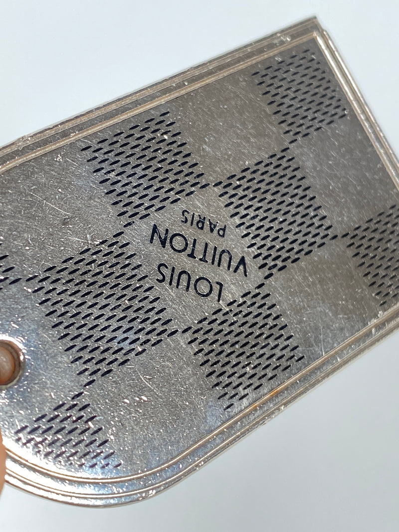 LOUIS VUITTON - DAMIER SILVER METAL LUGGAGE TAG KEY RING