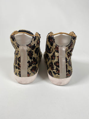 PHILIPPE MODEL - ANIMAL PRINT SEQUIN HIGH TOPS - SZ 39 - NEW IN BOX