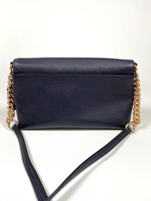 COACH - CROSSTOWN NAVY LEATHER CHAIN DETAIL CROSS BODY BAG