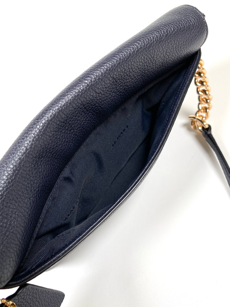 COACH - CROSSTOWN NAVY LEATHER CHAIN DETAIL CROSS BODY BAG
