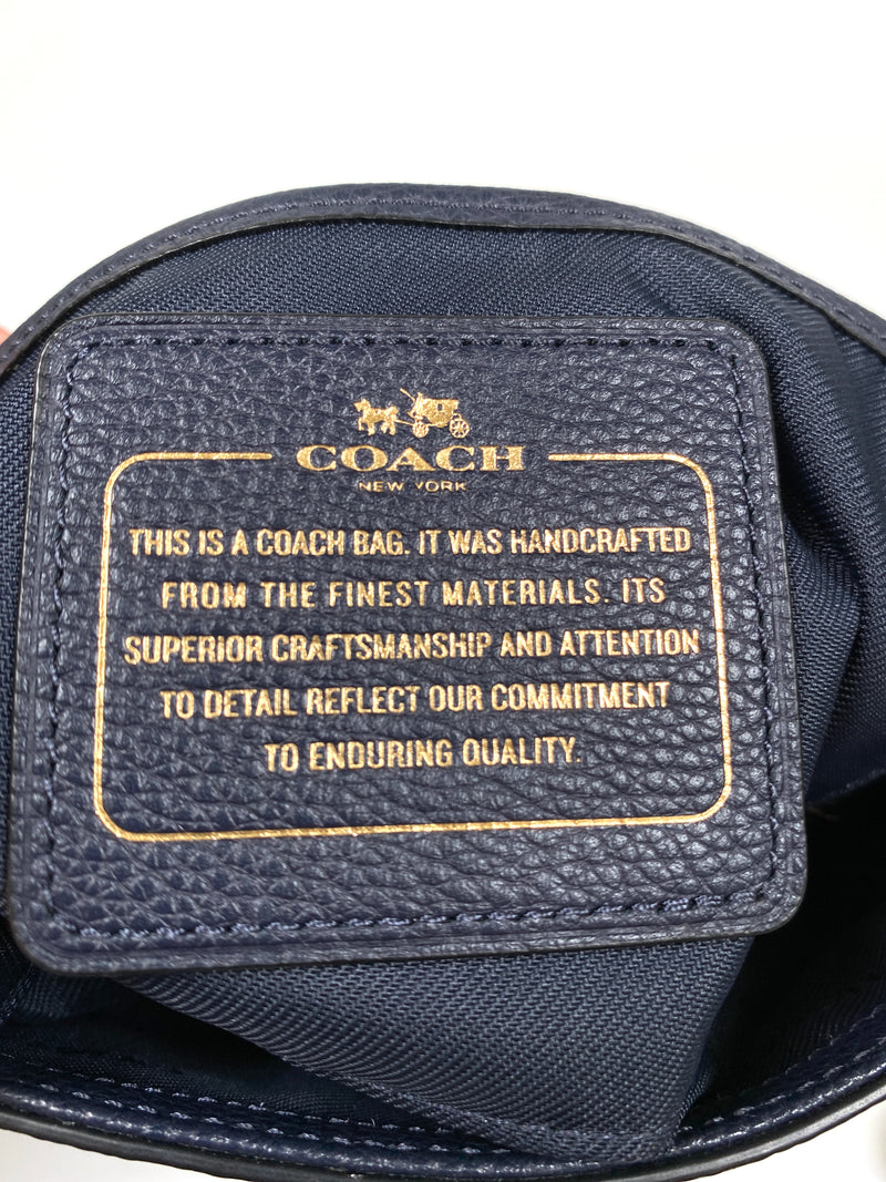 COACH - CROSSTOWN NAVY LEATHER CHAIN DETAIL CROSS BODY BAG