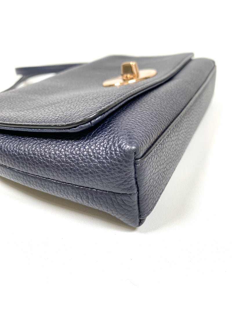 COACH - CROSSTOWN NAVY LEATHER CHAIN DETAIL CROSS BODY BAG