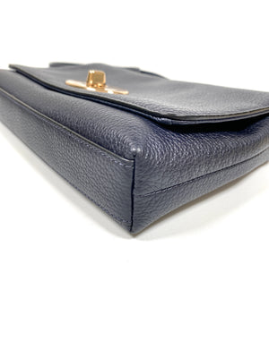 COACH - CROSSTOWN NAVY LEATHER CHAIN DETAIL CROSS BODY BAG