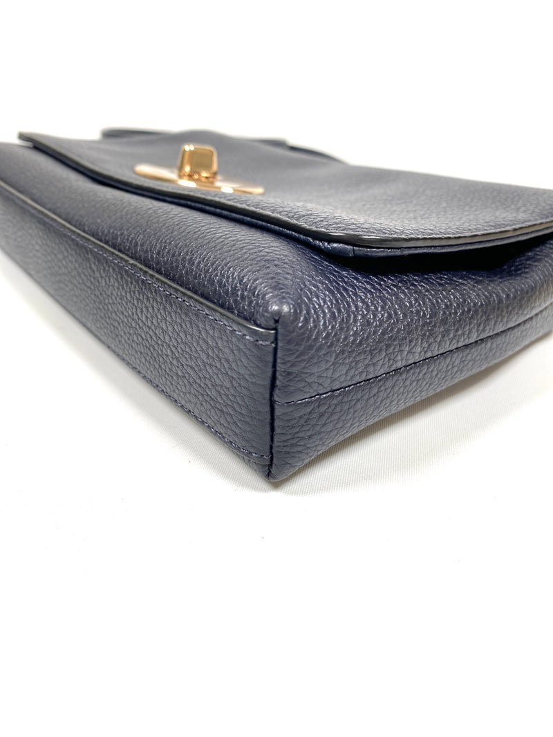 COACH - CROSSTOWN NAVY LEATHER CHAIN DETAIL CROSS BODY BAG