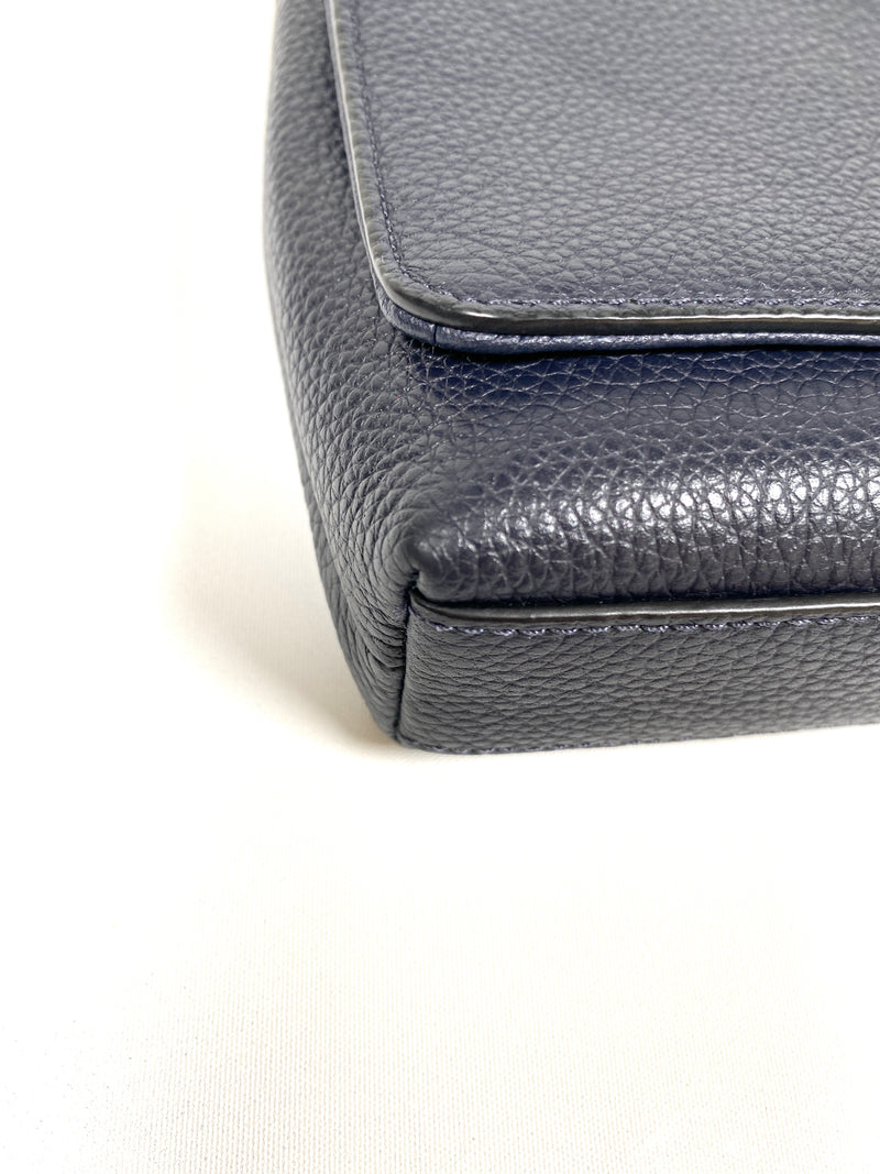 COACH - CROSSTOWN NAVY LEATHER CHAIN DETAIL CROSS BODY BAG