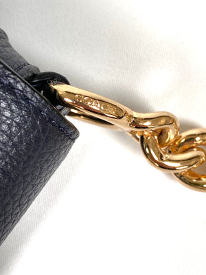 COACH - CROSSTOWN NAVY LEATHER CHAIN DETAIL CROSS BODY BAG