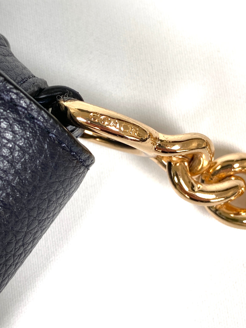 COACH - CROSSTOWN NAVY LEATHER CHAIN DETAIL CROSS BODY BAG