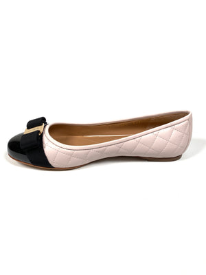 FERRAGAMO - VARINA QUILTED TWO TONE BALLET FLATS - SZ 8.5 C / EUR 39 - NEW IN BOX